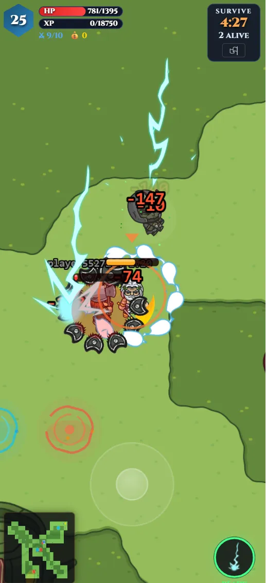 HeroBond — endgame Battle Royale, 2 alive, lightning strike