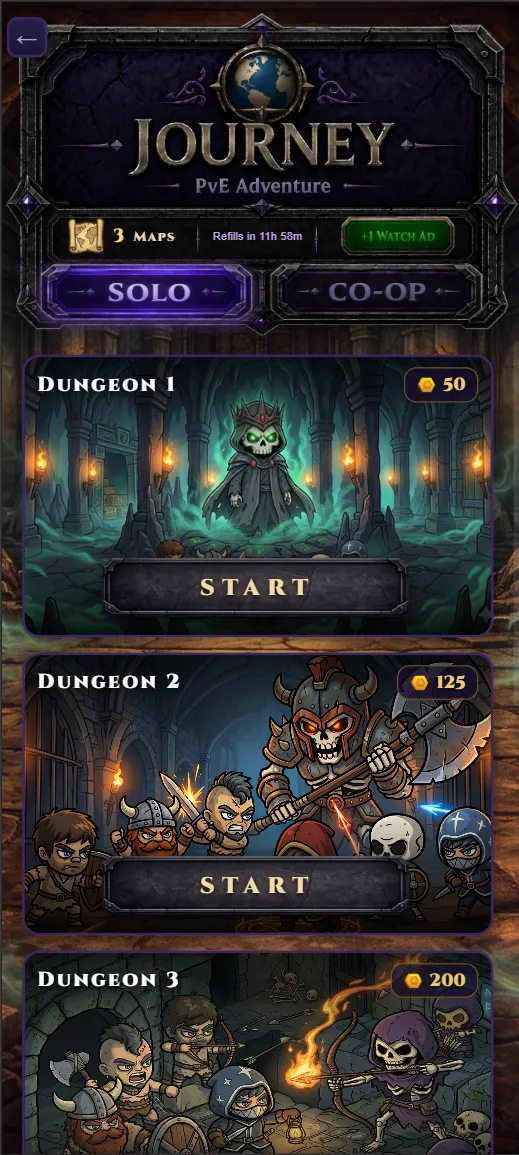 HeroBond screenshot — Journey · PvE adventure